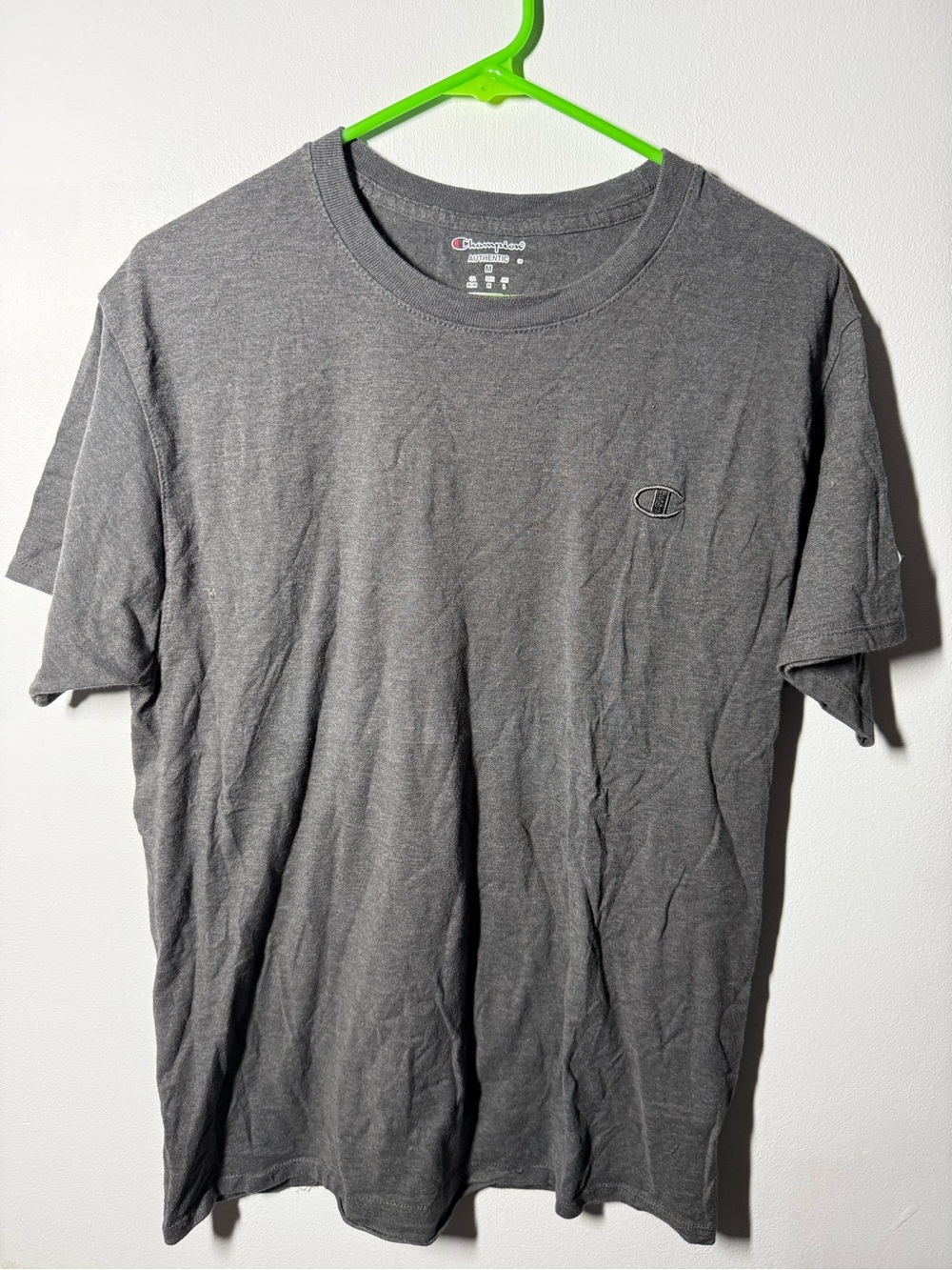 Champion Gray Short-Sleeve Crewneck Tee with Chest Logo